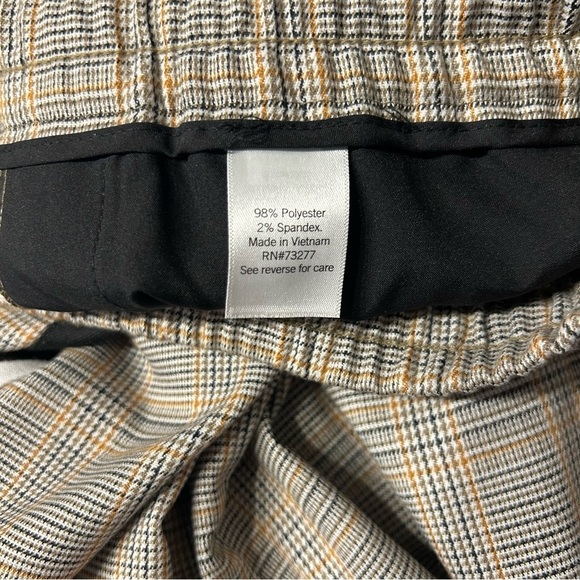 Nine West Side-Stripe Wide-Leg Plaid Pants, XS, Black White Gold, Elastic Waist - Picture 7 of 8
